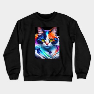 Colorful Furry Cat Crewneck Sweatshirt